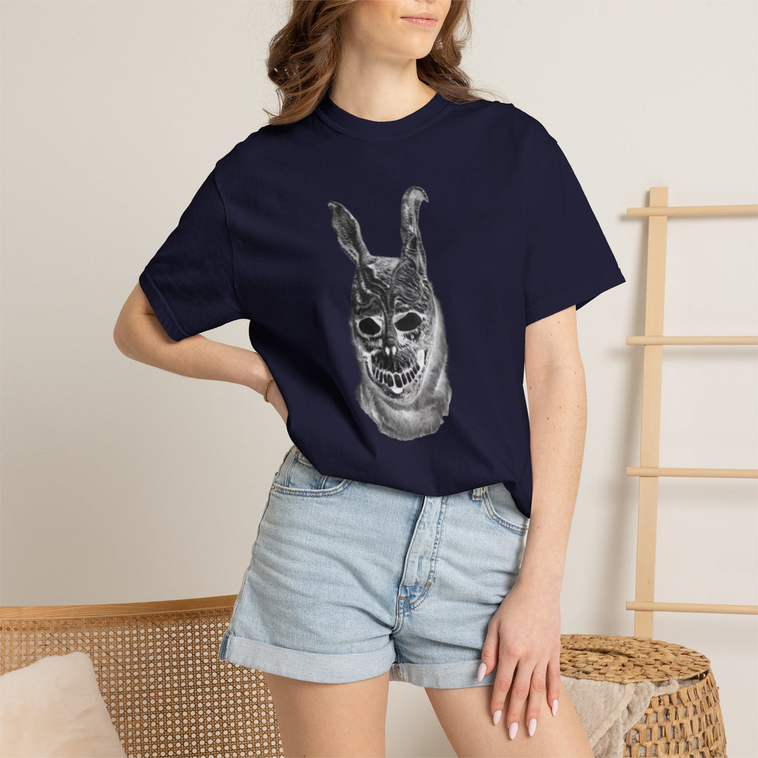 Mad World Donnie Darko Inspired Distorted Rabbit Skull T-Shirt | Dark Surreal Bunny Graphic