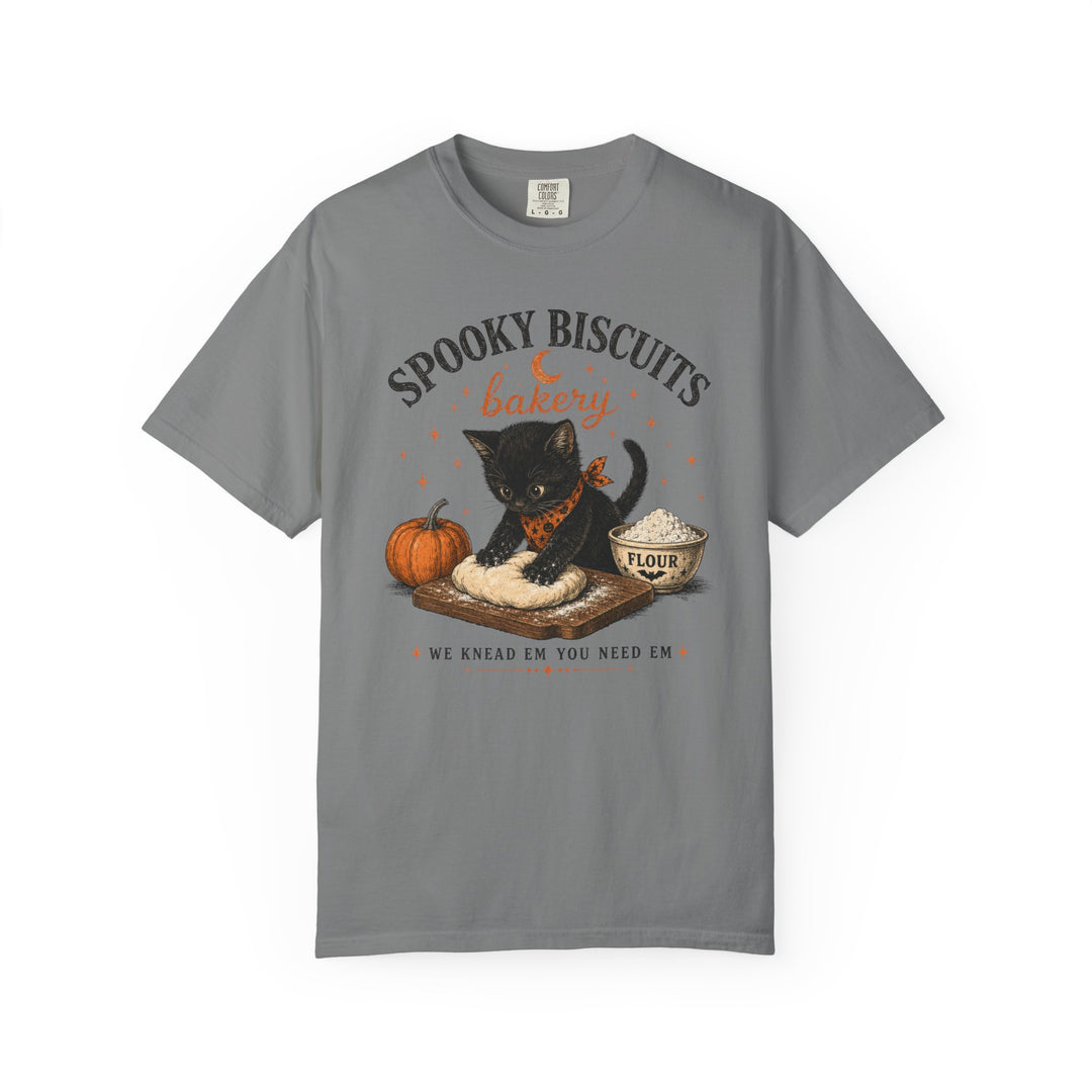 Funny Fall Spooky Biscuits T-Shirt | Cat Lovers Trendy Fall Shirt with "We Knead Them, You Need" Them Slogan