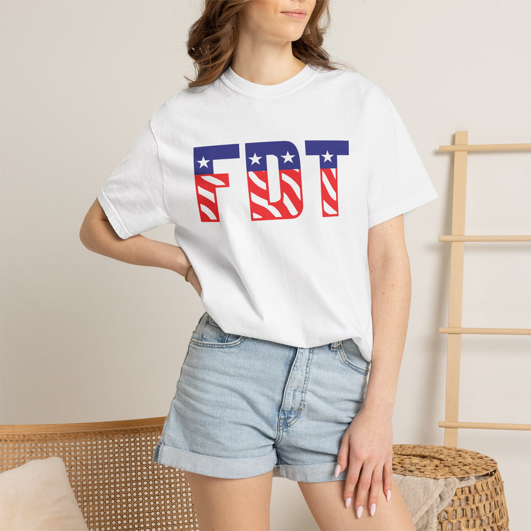 FDT flag letters T-shirt | American flag typography political tee