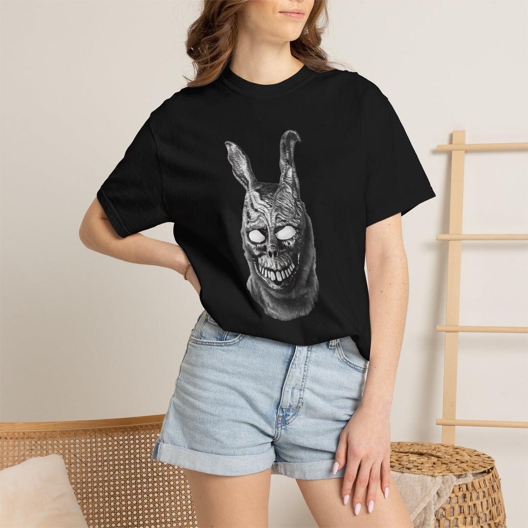 Mad World Donnie Darko Inspired Distorted Rabbit Skull T-Shirt | Dark Surreal Bunny Graphic