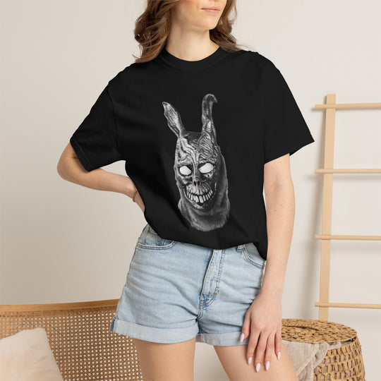 Mad World Donnie Darko Inspired Distorted Rabbit Skull T-Shirt | Dark Surreal Bunny Graphic