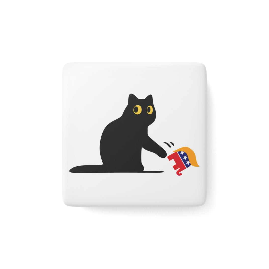 Black Cat vs. MAGA GOP Porcelain Magnet