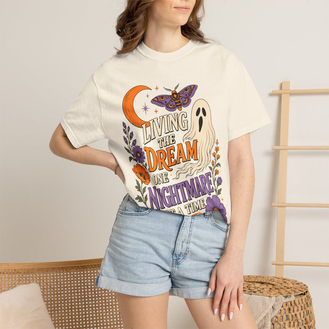 Living the Dream One Nightmare at a Time Trendy Fall T-Shirt for Halloween Season