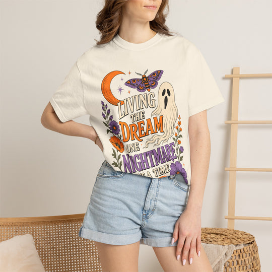Living the Dream One Nightmare at a Time Trendy Fall T-Shirt for Halloween Season