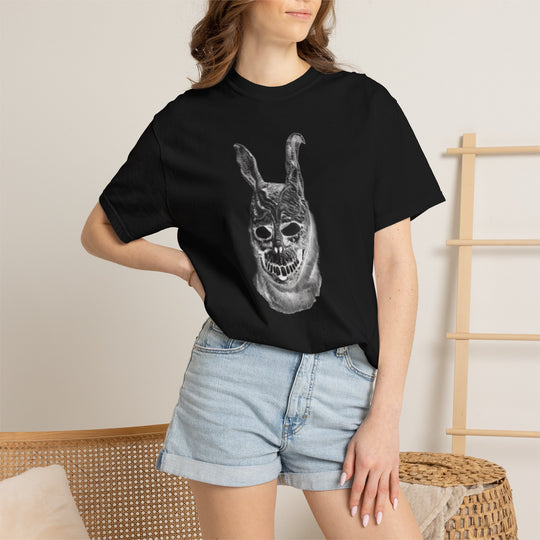 Mad World Donnie Darko Inspired Distorted Rabbit Skull T-Shirt | Dark Surreal Bunny Graphic