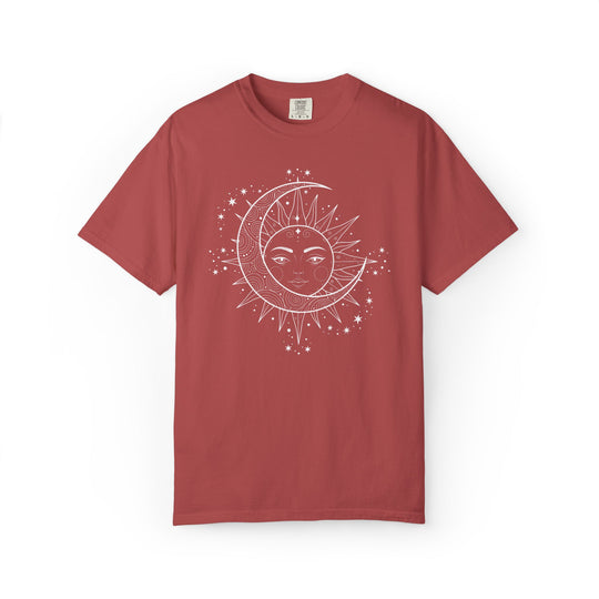 Celestial Boho Moon &amp; Sun Line T-Shirt | Mystical Spiritual Graphic Tee