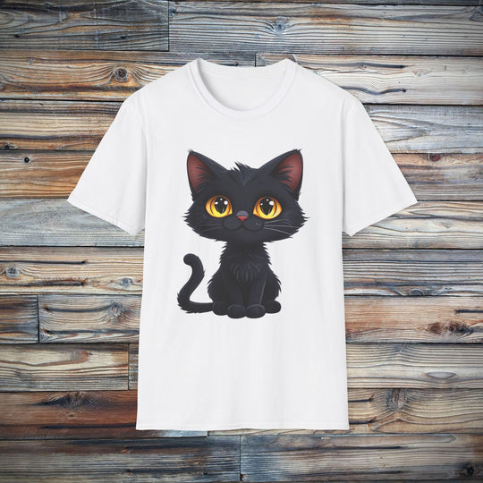 Cute Black Cat Unisex Tee - Softstyle T-Shirt, Funny Cat Lover Gift, Halloween Shirt