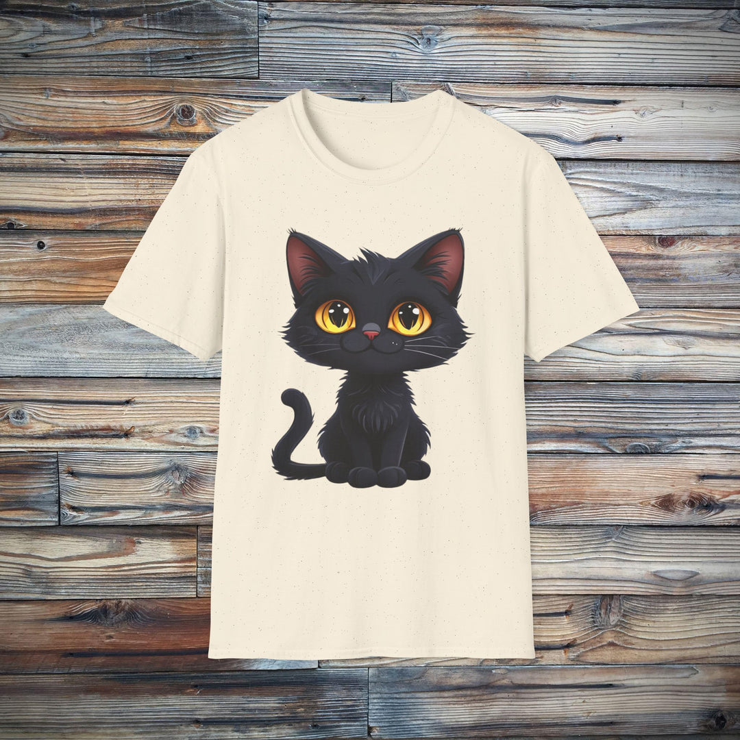 Cute Black Cat Unisex Tee - Softstyle T-Shirt, Funny Cat Lover Gift, Halloween Shirt