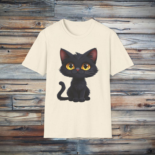 Cute Black Cat Unisex Tee - Softstyle T-Shirt, Funny Cat Lover Gift, Halloween Shirt
