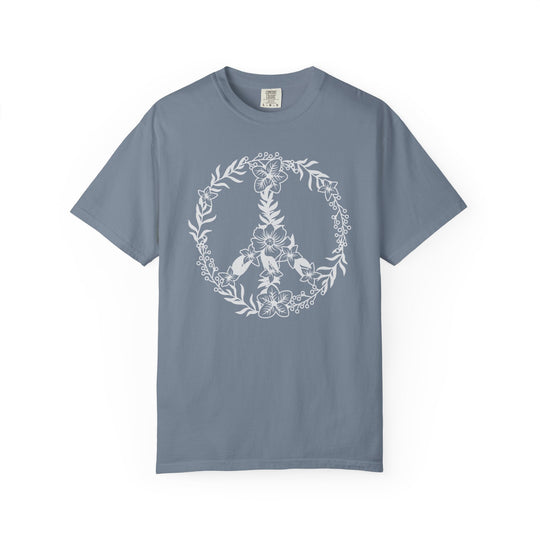 Peace Sign BOHO Floral Heart T-Shirt | Fall Flowers &amp; Hearts Comfort Colors® Tee for Women