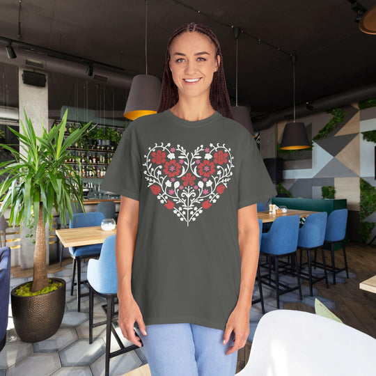 BOHO Floral Heart T-Shirt | Floral Fall Graphic Flowers and Hearts Tee