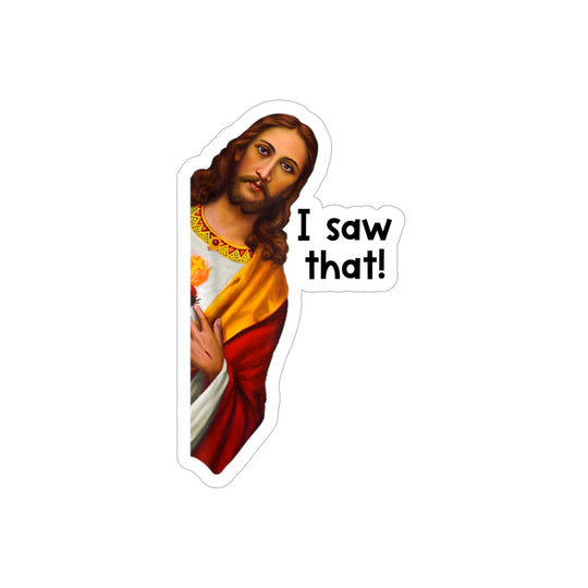 Jesus "I Saw That!" Illustration Sticker | Die-Cut Outdoor Sticker