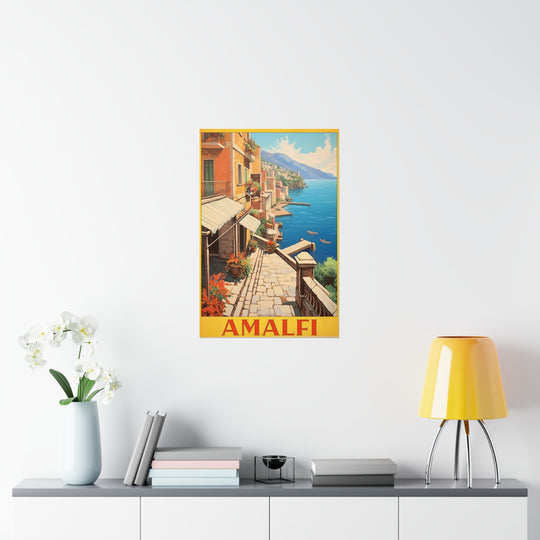 Amalfi Coast Vintage Travel Poster (v2) - Premium Matte Vertical Posters