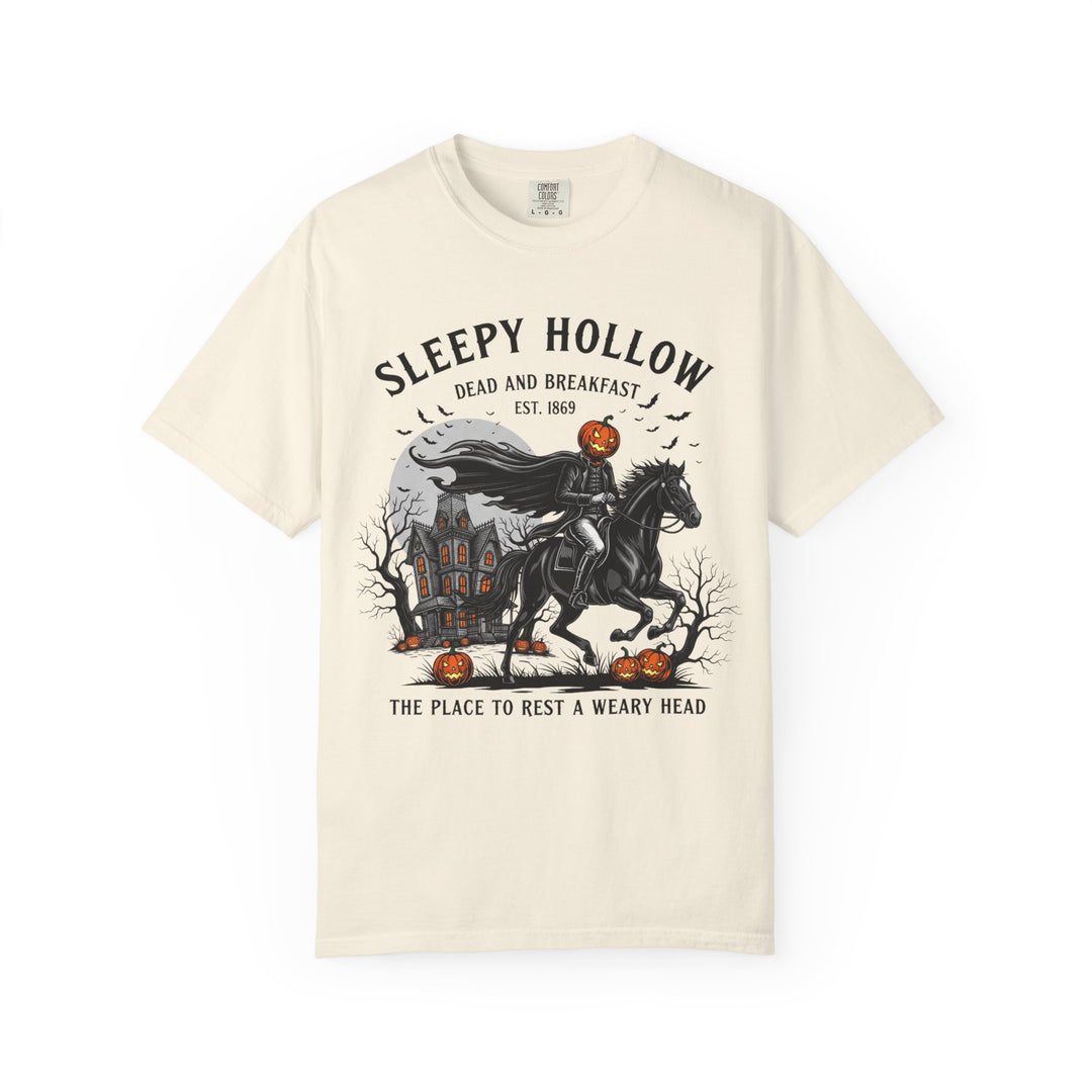 Sleepy Hollow Dead and Breakfast T-Shirt | Halloween Pumpkin Graphic Tee | Cute Autumn Thanksgiving Shirt