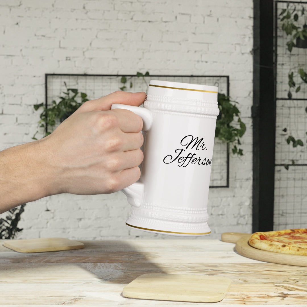 Personalized Bride &amp; Groom Mr. and Mrs. Beer Stein | Custom Ceramic Wedding Mug