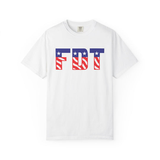 FDT flag letters T-shirt | American flag typography political tee