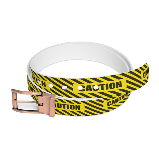 Caution Tape Belt - Yellow and Black Caution Pattern