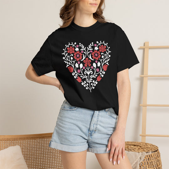 BOHO Floral Heart T-Shirt | Floral Fall Graphic Flowers and Hearts Tee