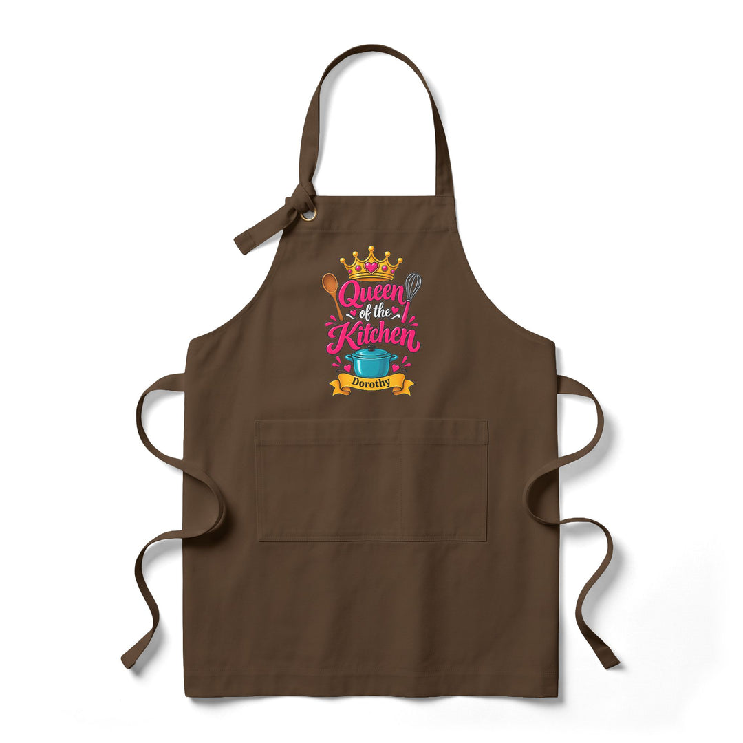 Personalized Queen of the Kitchen Apron with Crown and Utensils | Custom Name Apron | Christmas Gift for Her