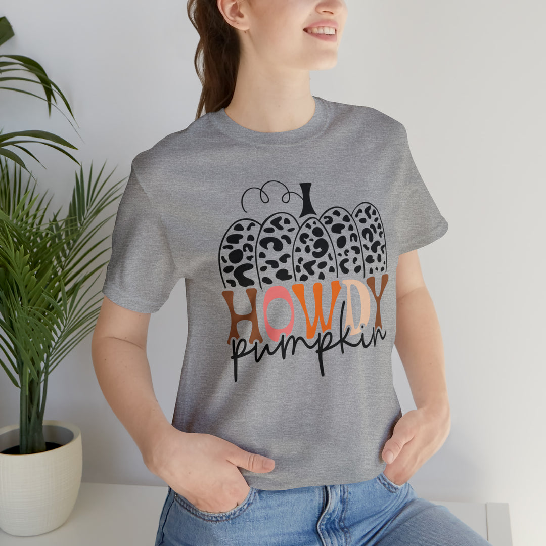Hello Pumpkin Autumn T-Shirt with Pumpkin Design and Leopard Spots
