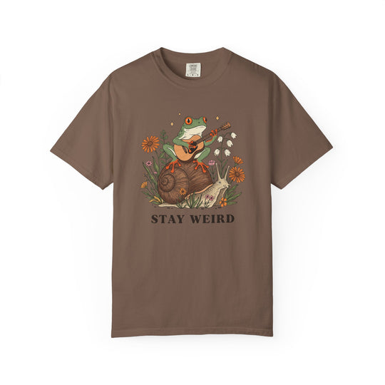 Stay Weird Witchy Halloween Gothic Frog T-Shirt | Frog Playing Guitar Sunflower Tee Comfort Colors® Tee for Women