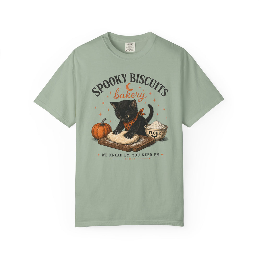 Funny Fall Spooky Biscuits T-Shirt | Cat Lovers Trendy Fall Shirt with "We Knead Them, You Need" Them Slogan
