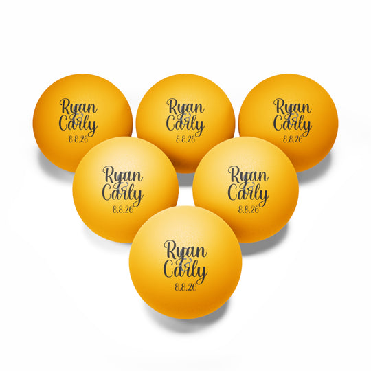 Wedding Favor Custom Beer Pong Balls | Personalized Ping Pong Balls Set of 6 with Bride and Groom Names and Date