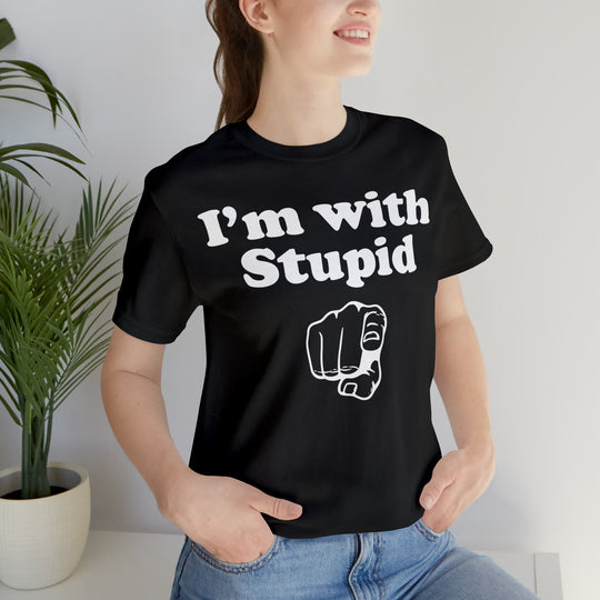 Vintage Retro T-Shirt - I'm with Stupid T-Shirt - Funny Unisex Jersey