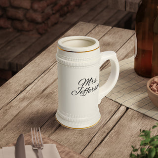 Personalized Bride & Groom Mr. and Mrs. Beer Stein | Custom Ceramic Wedding Mug
