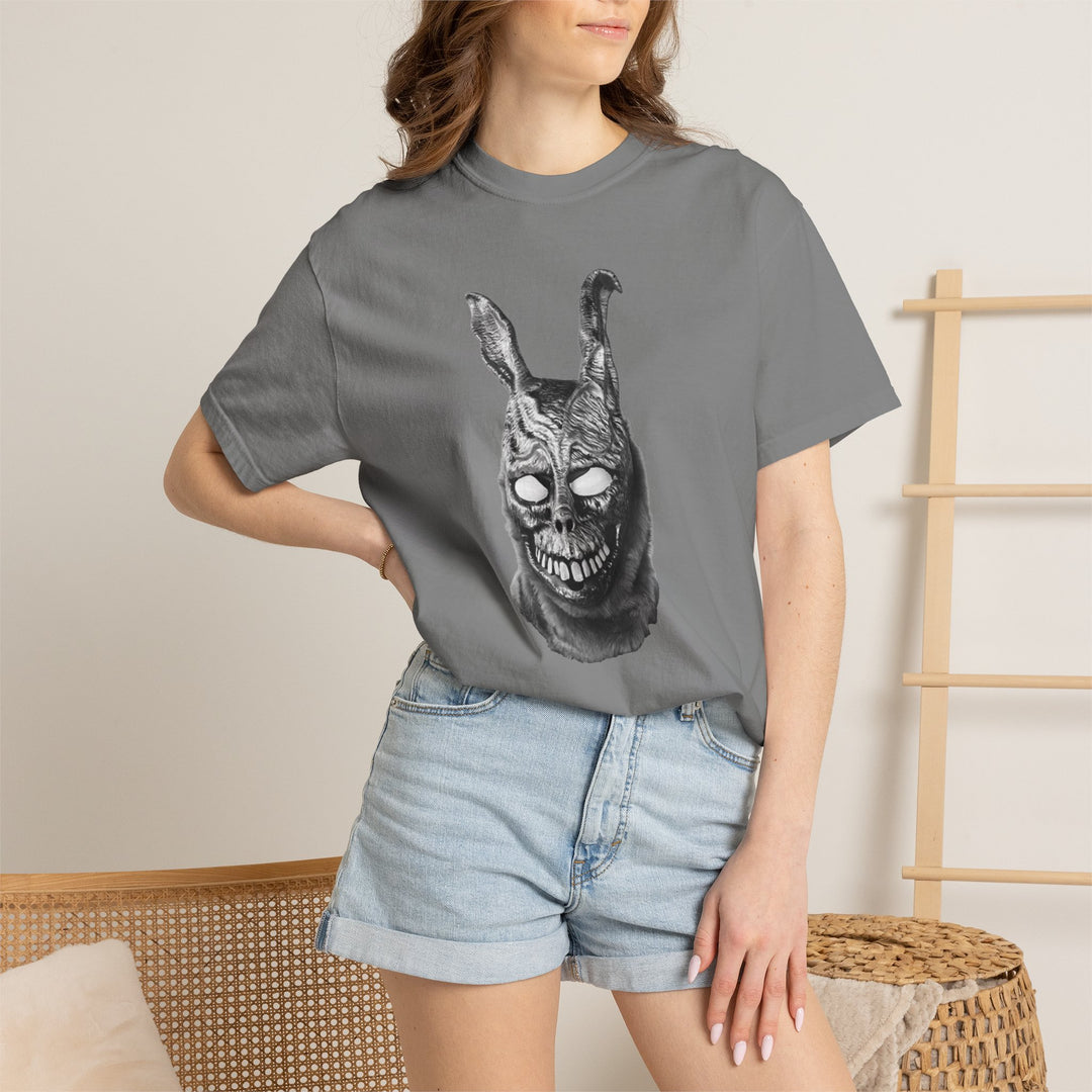 Mad World Donnie Darko Inspired Distorted Rabbit Skull T-Shirt | Dark Surreal Bunny Graphic
