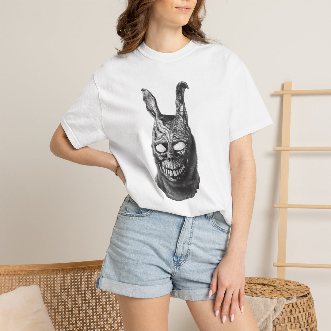 Mad World Donnie Darko Inspired Distorted Rabbit Skull T-Shirt | Dark Surreal Bunny Graphic