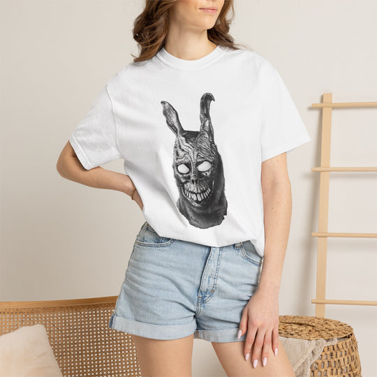 Mad World Donnie Darko Inspired Distorted Rabbit Skull T-Shirt | Dark Surreal Bunny Graphic