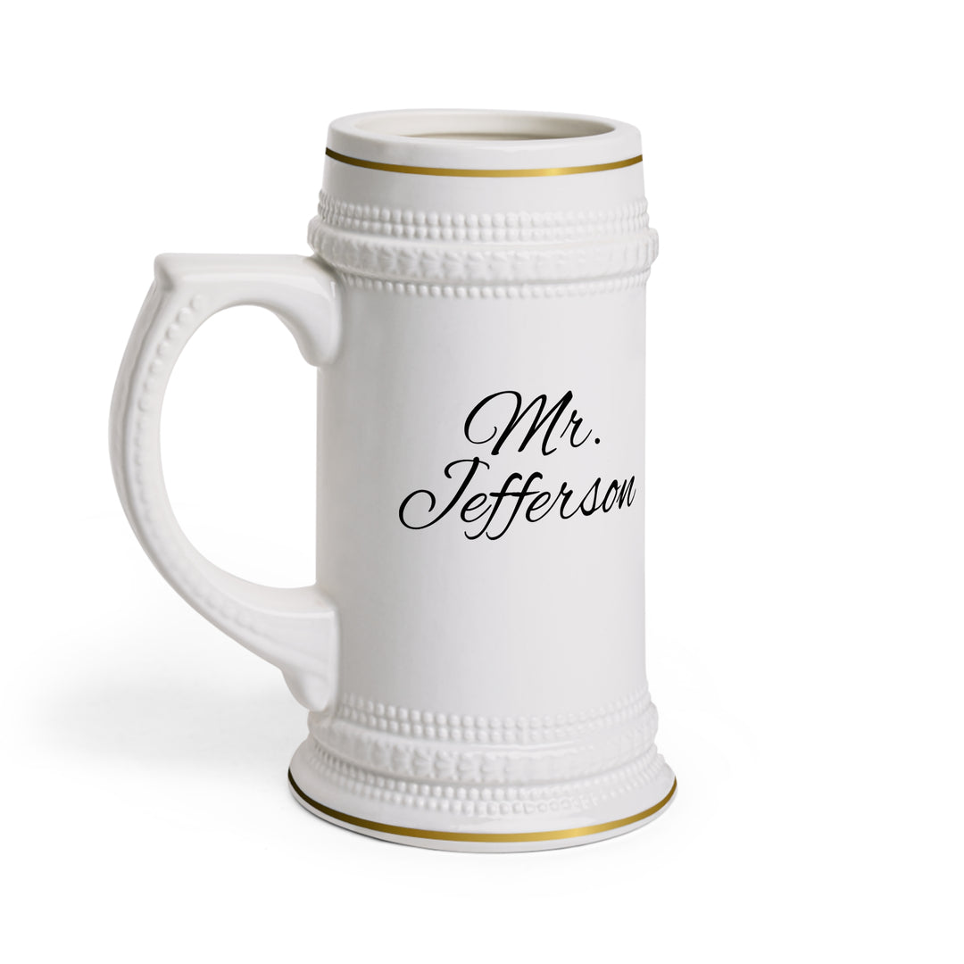 Personalized Bride &amp; Groom Mr. and Mrs. Beer Stein | Custom Ceramic Wedding Mug