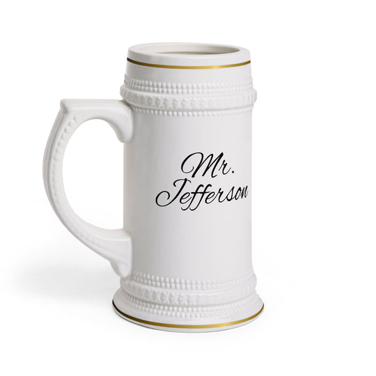 Personalized Bride &amp; Groom Mr. and Mrs. Beer Stein | Custom Ceramic Wedding Mug