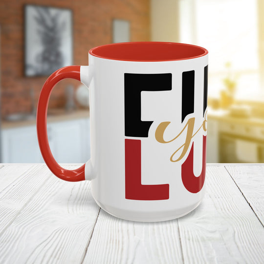 FULU Black Red Script Love Mug | Accent Coffee Mug 11oz 15oz