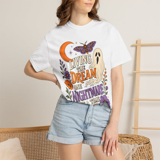 Living the Dream One Nightmare at a Time Trendy Fall T-Shirt for Halloween Season