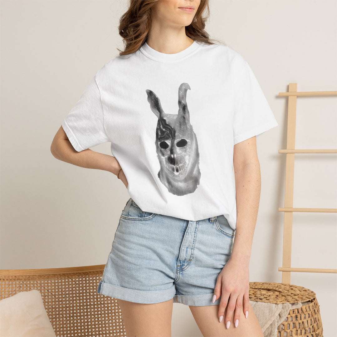 Mad World Donnie Darko Inspired Distorted Rabbit Skull T-Shirt | Dark Surreal Bunny Graphic