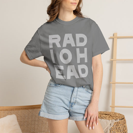 RADIOHEAD T-Shirt with Bold Stacked Letters Minimalist