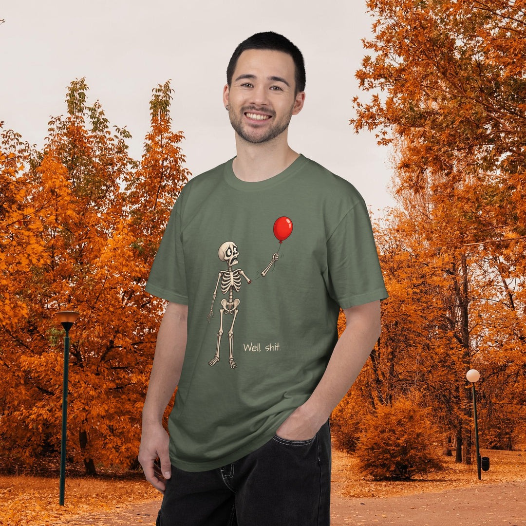 Funny Fall Skeleton and Balloon T-Shirt | Unisex Comfort Colors® Tee
