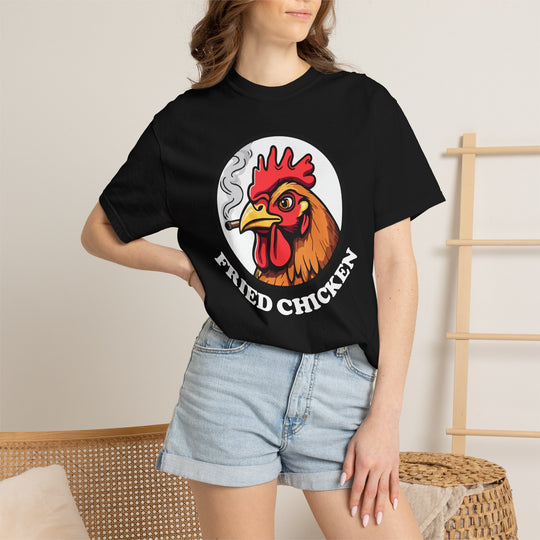 Fried Chicken T-Shirt | Funny Retro Logo Tee with a Rooster Smoking