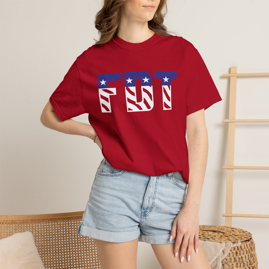 FDT flag letters T-shirt | American flag typography political tee