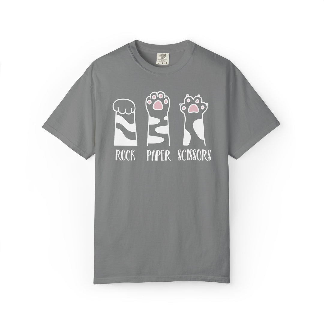 Rock Paper Scissors Cat T-Shirt | Funny Cat Lover Shirt with Cat Paws