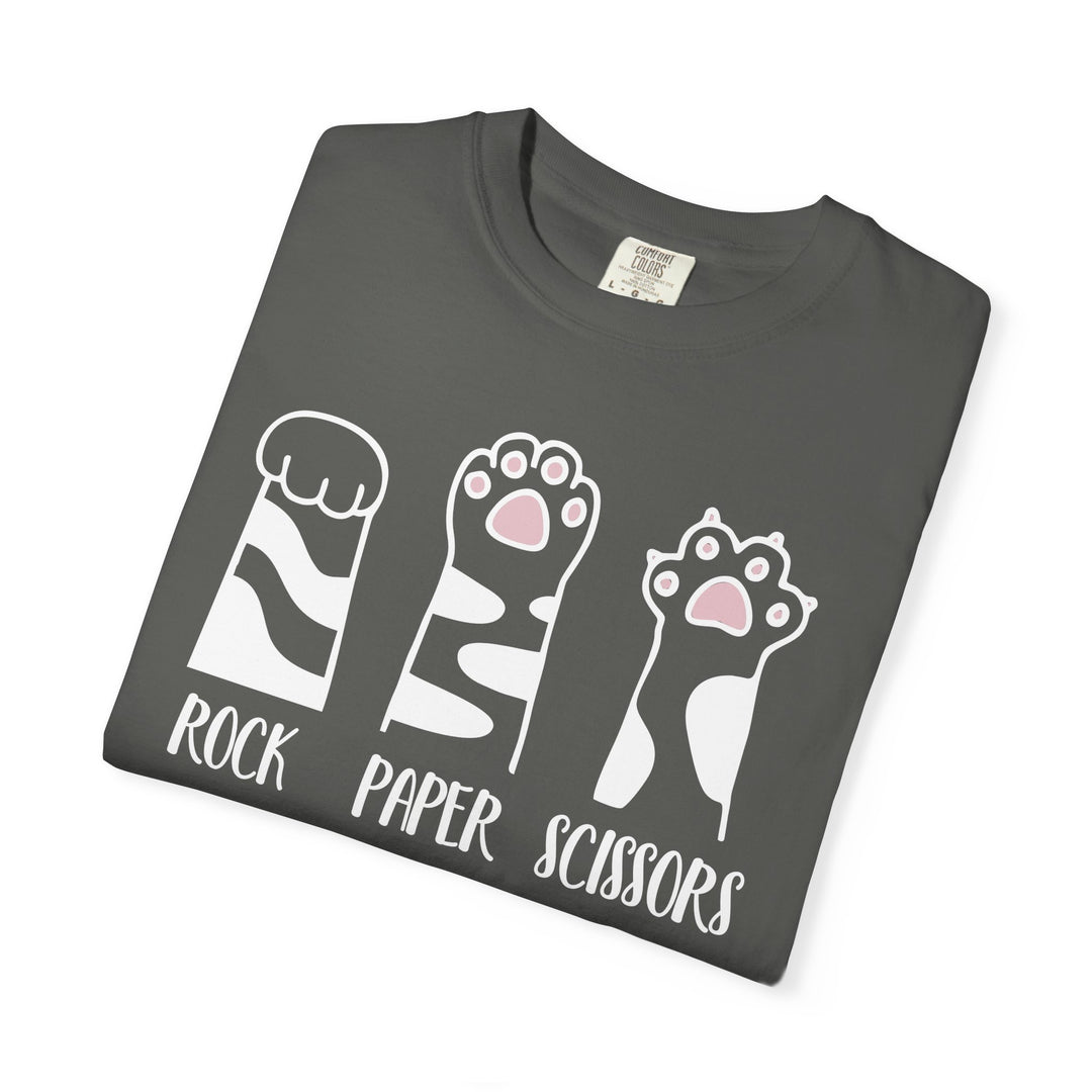 Rock Paper Scissors Cat T-Shirt | Funny Cat Lover Shirt with Cat Paws