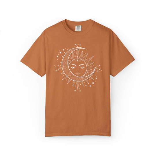 Celestial Boho Moon &amp; Sun Line T-Shirt | Mystical Spiritual Graphic Tee