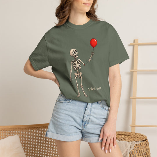 Funny Fall Skeleton and Balloon T-Shirt | Unisex Comfort Colors® Tee