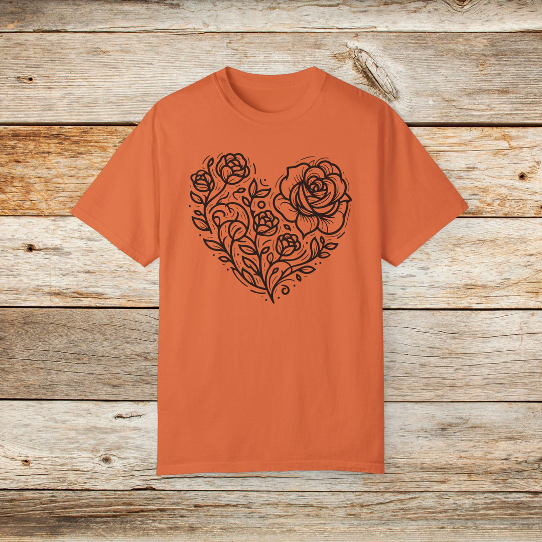 Blooming Heart Rose Graphic T-Shirt