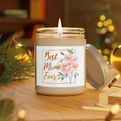 Best Mom Ever Floral Soy Candle 9oz | White Lid, Mother's Day Candle