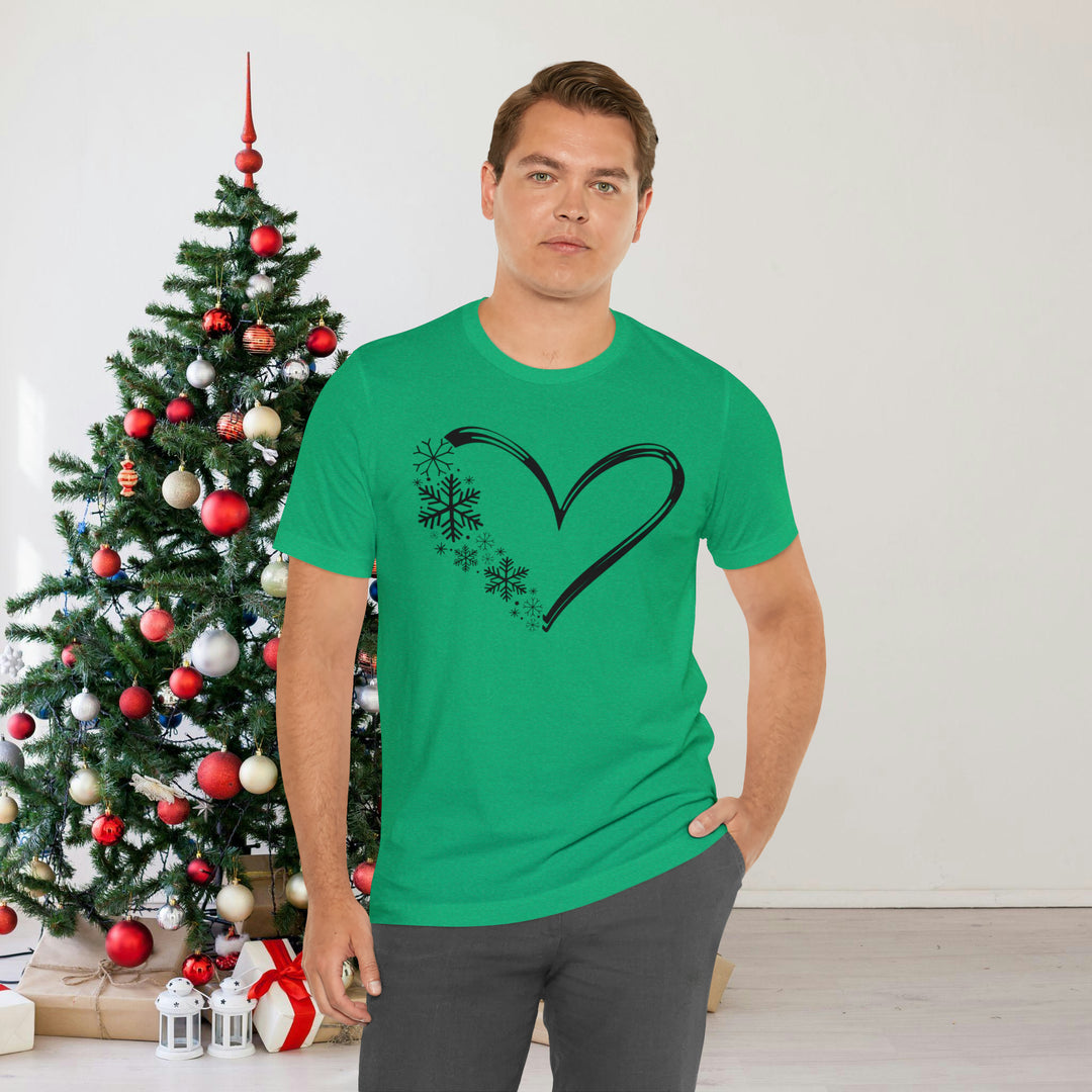 Holiday Season T-Shirt - Hearts and Snowflakes Winter T-Shirt