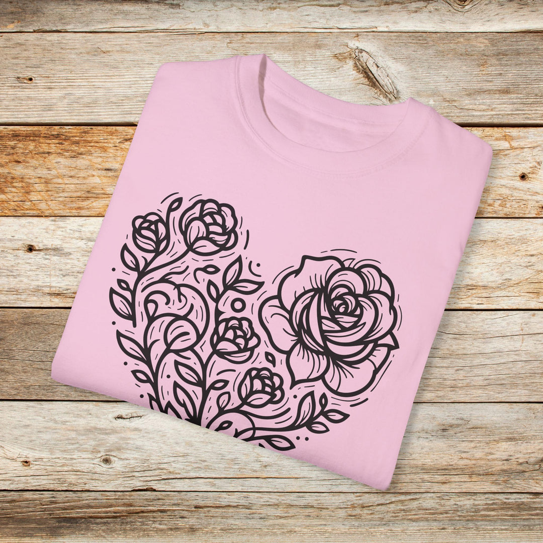 Blooming Heart Rose Graphic T-Shirt