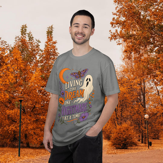 Living the Dream One Nightmare at a Time Trendy Fall T-Shirt for Halloween Season